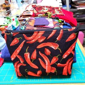 Red Pepper Zippered Cosmetic Bag  8" W x 7" H